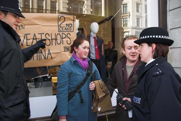 No Sweat and Burberry workers protest factory closure © 2007, Peter Marshall