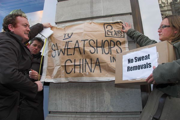 No Sweat and Burberry workers protest factory closure © 2007, Peter Marshall