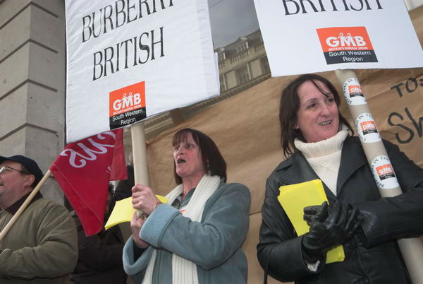 No Sweat and Burberry workers protest factory closure © 2007, Peter Marshall