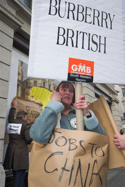 No Sweat and Burberry workers protest factory closure © 2007, Peter Marshall