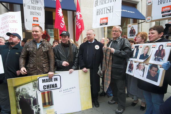 No Sweat and Burberry workers protest factory closure © 2007, Peter Marshall